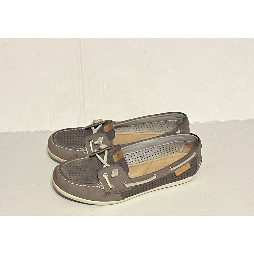Sperry Top-Sider Women's Grey Perforated Leather Boat Shoes Size 6.5 Casual